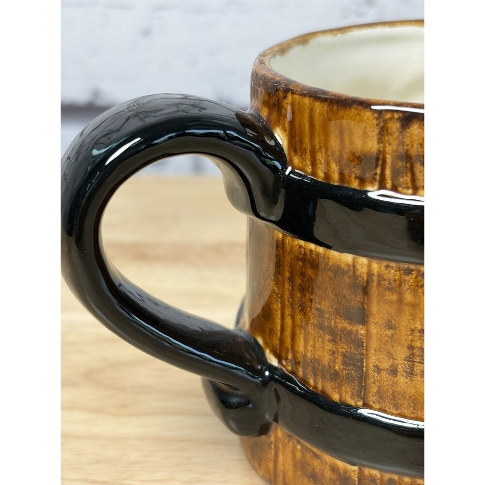 4 Atlantic Mold Ceramic Flower Barrel Coffee Mugs 1979 Handmade Vintage Mint - Picture 6 of 11
